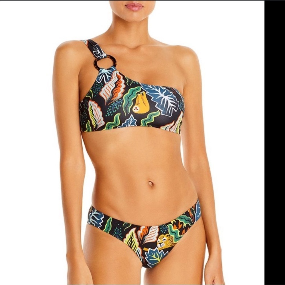 Solid & Striped The Desi One-Shoulder Top Jungle Print Bikini Top